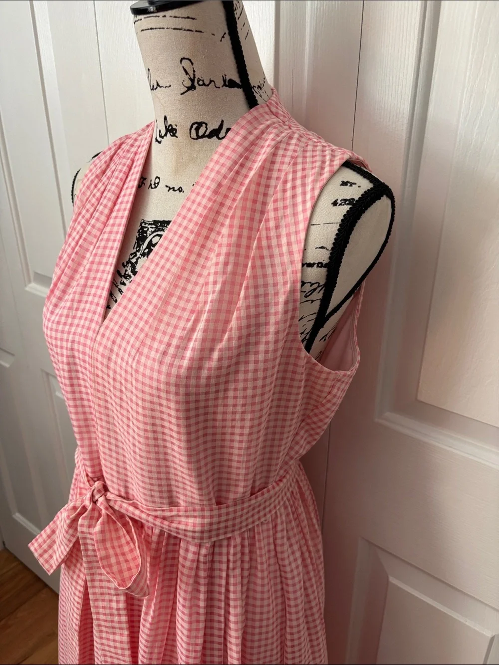 NWT Kate Spade Pink Gingham Silk Blend  Burnout Midi Dress Sz 8 / 10
